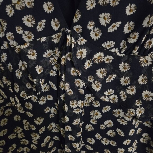 Lulus NWT Anything Lovlier Floral Print Tiered Midi Dress Navy Daisy Size L - Picture 9 of 12